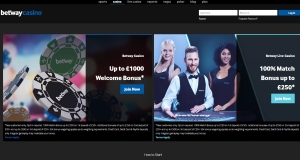 Two Bonus offers are highlithed on Betway Casino's landing page