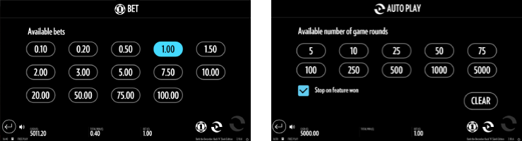 Adjust betting size and autoplay function in Bork the Berzerker Slot