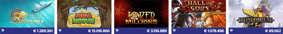 The jackpot section at CasinoEuro includes huge jackpots
