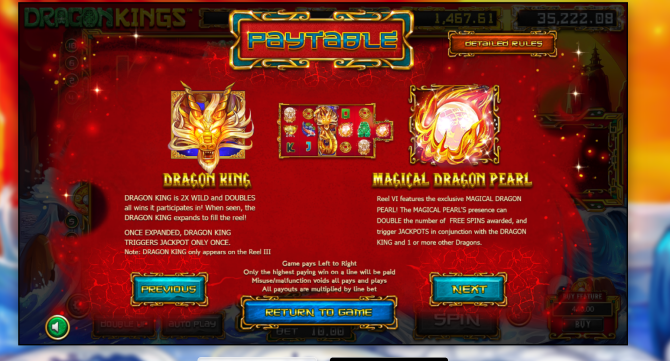 Dragon King Slot Symbols