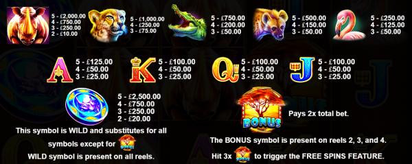 Symbols and features in Great Rhino Slot