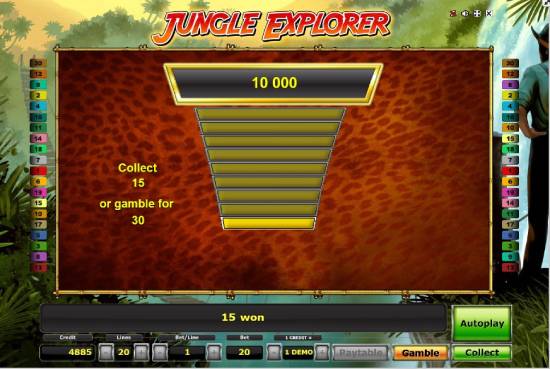 The Gamble feature of Jungle Explorer slot