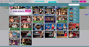 Good selection of live dealer games at Karamba Casino