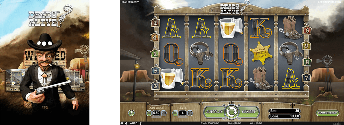 NetEnt's Dead or Alive slot game has a classic 5×3 reel layout and 9 fixed paylines