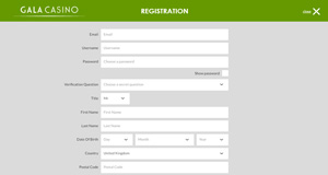 Open a new account at Gala Casino