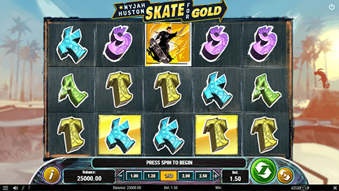Nyjah Huston slot by Play'n GO features a standard 5x3 reel layout