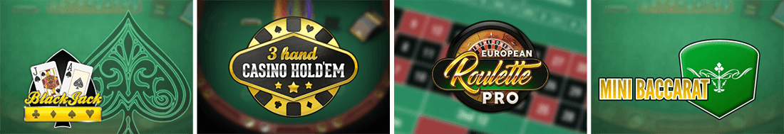 Play'n GO has a couple of versions of blackjack, poker, roulette and baccarat
