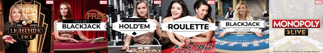 The live dealer section at Roxy Palace casino is provided by Evolution Gaming