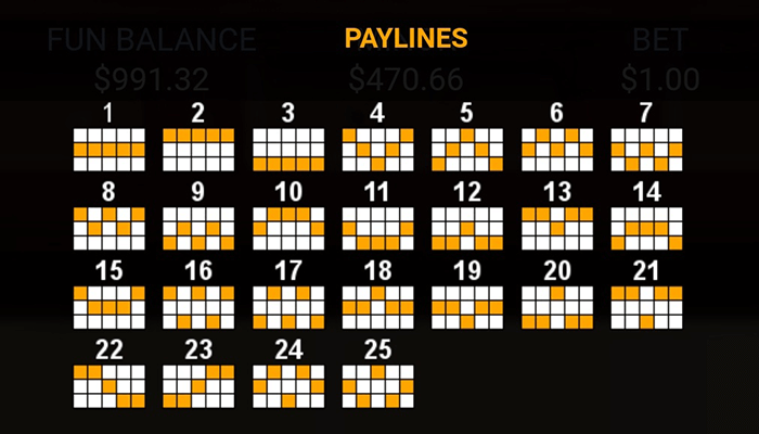 The RTG slot Cash Bandits has 25 paylines