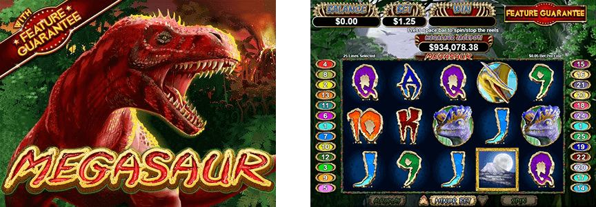 The RTG progressive slot Megasaur has a 3x5 reel layout