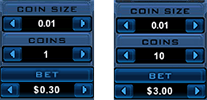 The lowest bet that can be made in Terminator 2 is with one coin, that has a value of 0.01