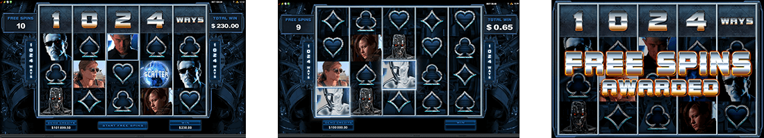 The Frees Spins mode of Terminator 2 slot expand it from a 5×3 layout to a 5×4