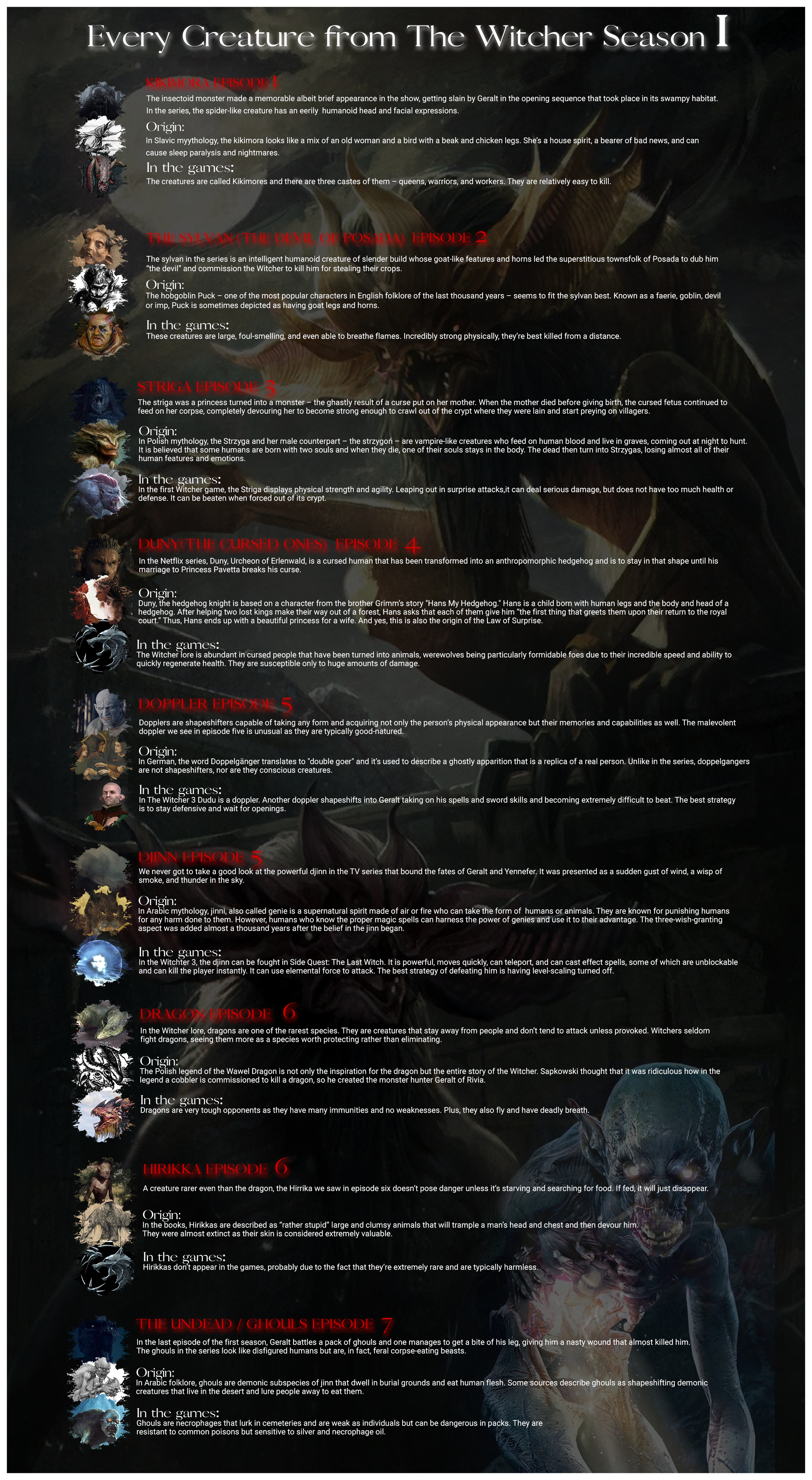 Every Creature in The Witcher from Season 1, an infographic