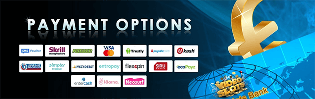 Many payment methods at VideoSlots Casino.